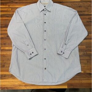 Robert Talbot Men’s Purple Gray Pinstripe Button Down Long Sleeve Shirt Size XL